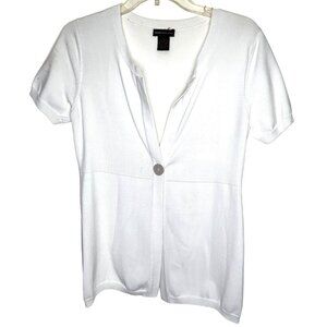Grace Dane Lewis White Small Short Sleeve V-Neck Cardigan 85b
